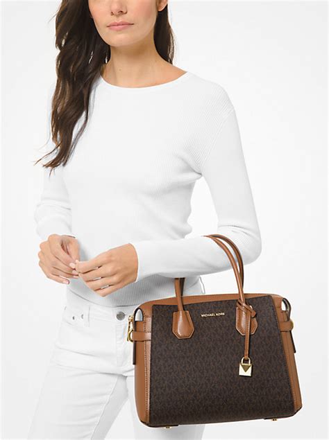 michael michael kors mercer medium logo belted satchel|Michael Kors emilia medium satchel.